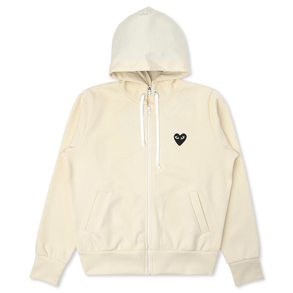 Women's Big Black Heart Hooded Sweatshirt - Ivory Female Product Image