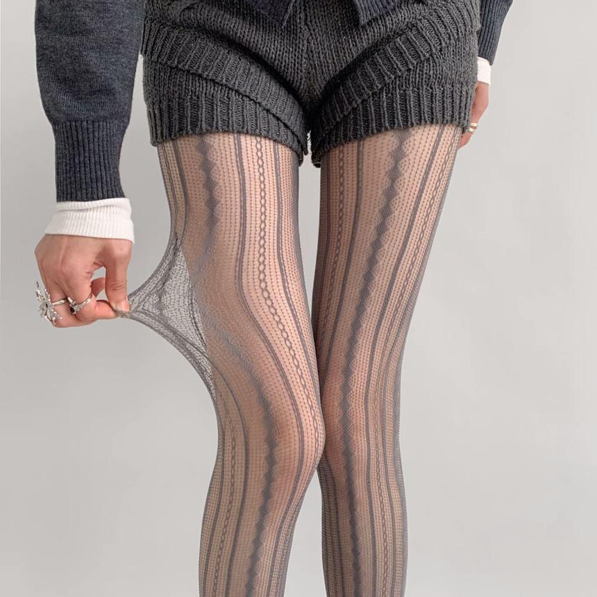 Striped Lace Tights Product Image