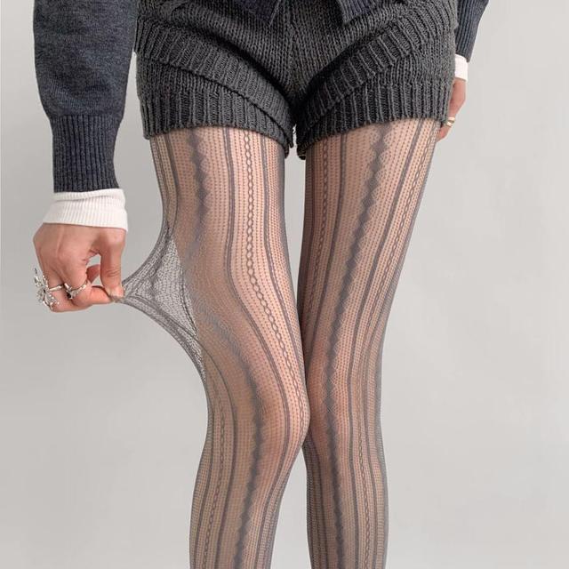 Striped Lace Tights Product Image