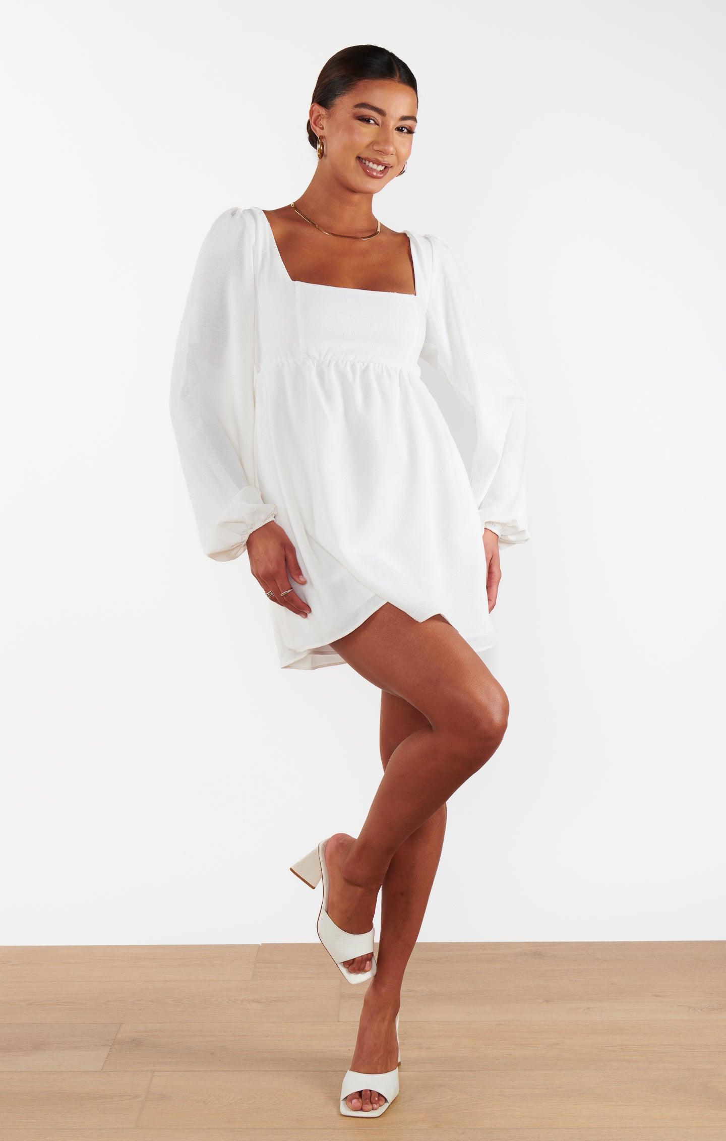 Marianna Mini Dress ~ White Clip Butterfly Product Image