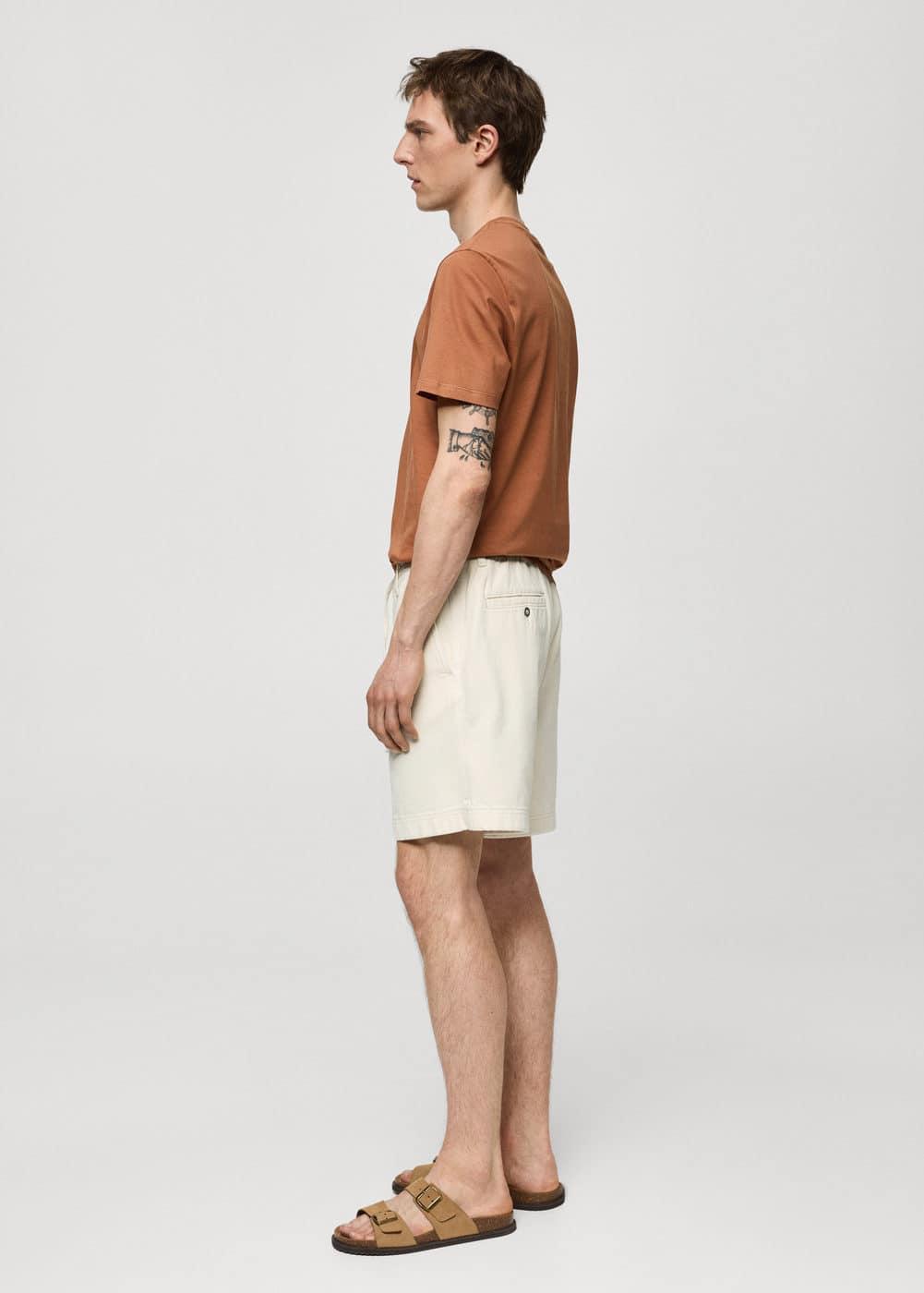 MANGO MAN - 100% cotton drawstring Bermuda shorts off whiteMen Product Image