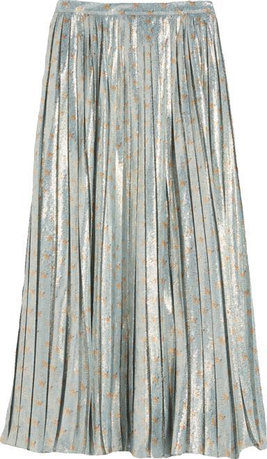 Metallic Pleated Midi Skirt Product Image