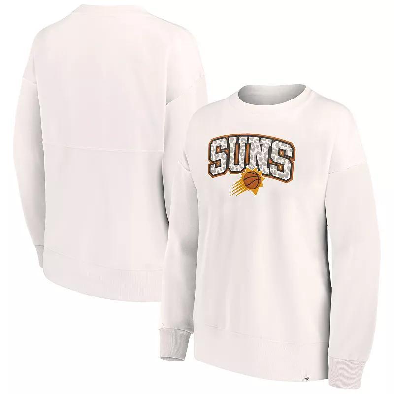 Womens Fanatics Branded White Phoenix Suns Tonal Leopard Pullover Sweatshirt Product Image