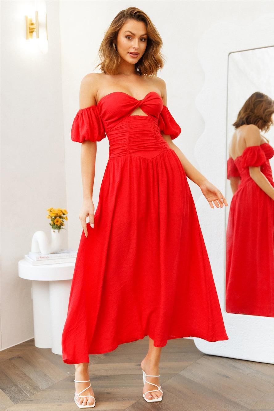 Nightly Dates Midi Dress Red Product Image