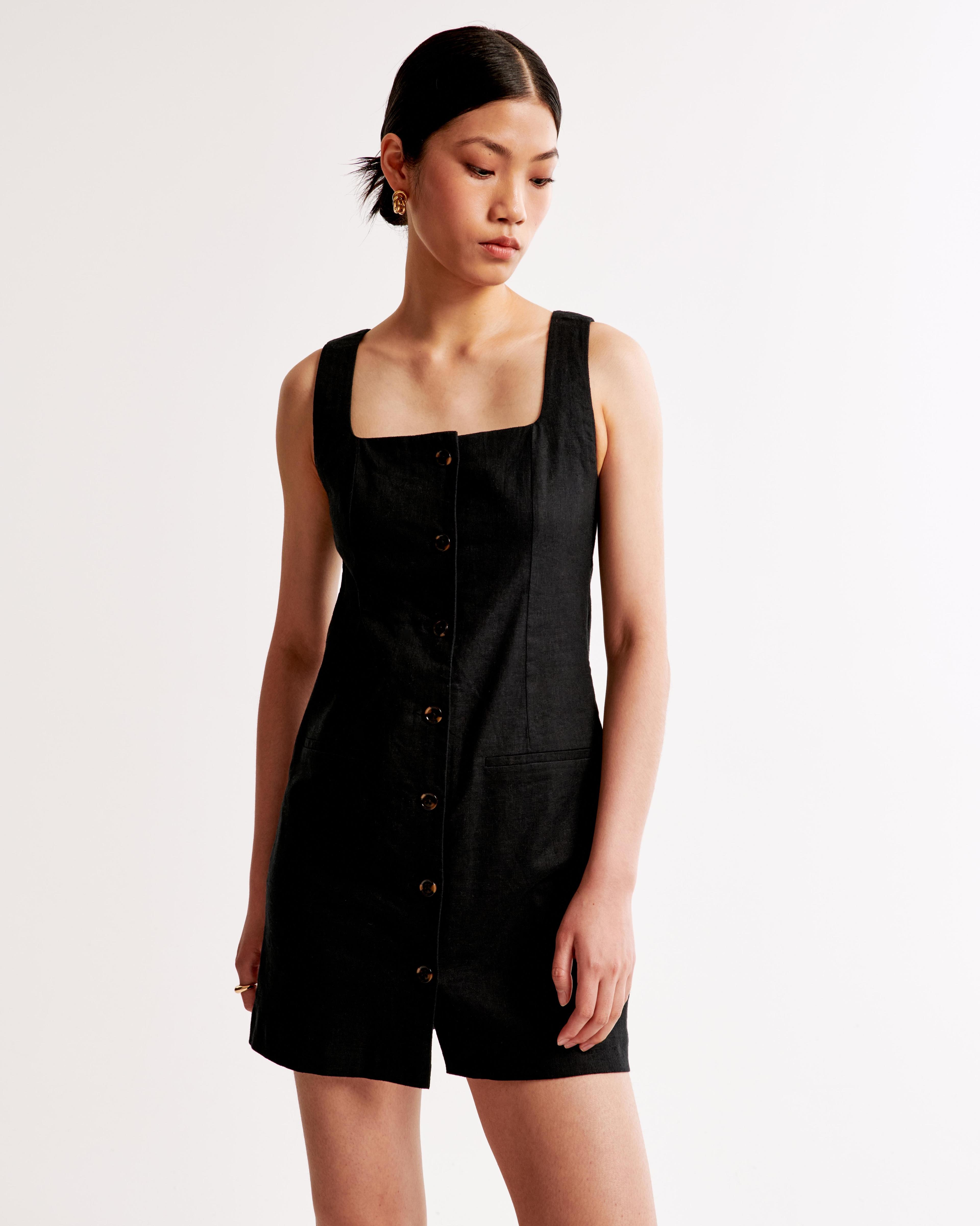 The A&F Mara Squareneck Linen-Blend Vest Mini Dress product image