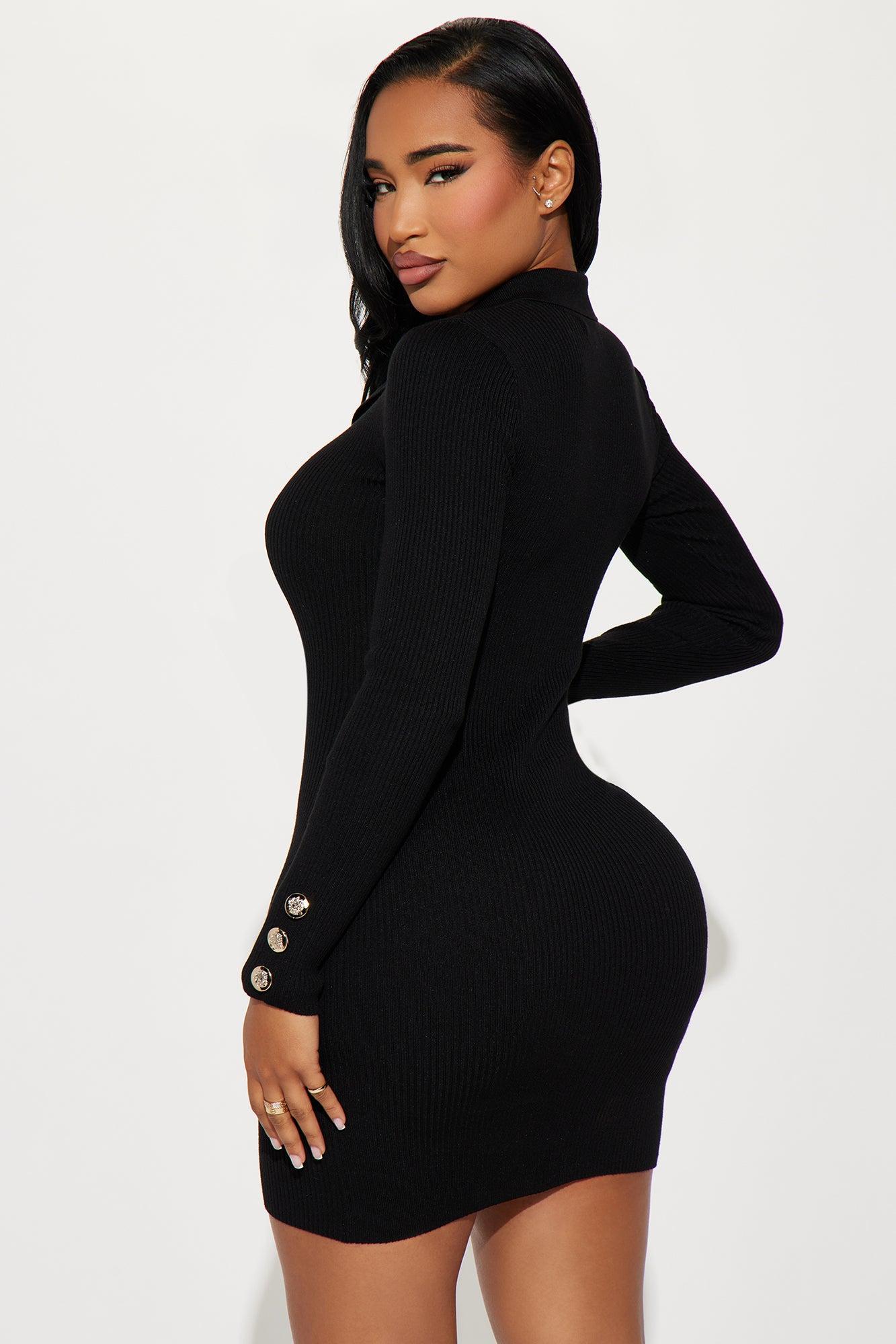 Vivi Sweater Mini Dress - Black Product Image