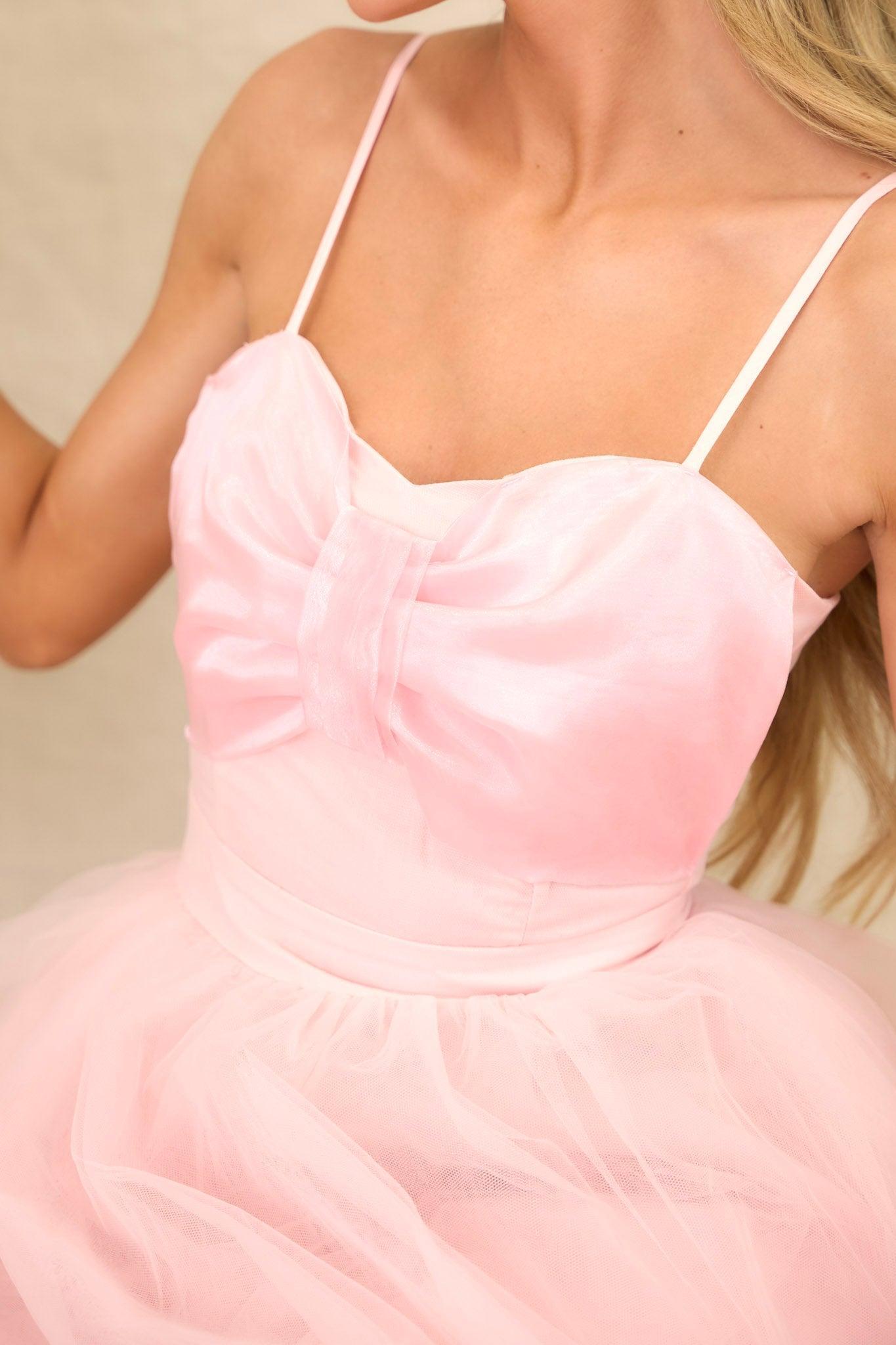 Dance On Air Light Pink Tulle Midi Dress Product Image