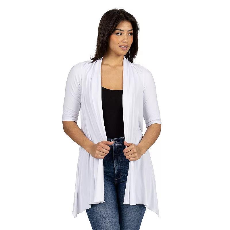 Womens 24Seven Comfort Apparel Loose Fit Open Front Cardigan with Half Sleeve Product Image