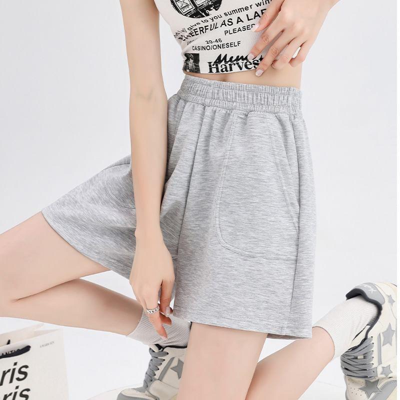 High Waist Plain Shorts Product Image