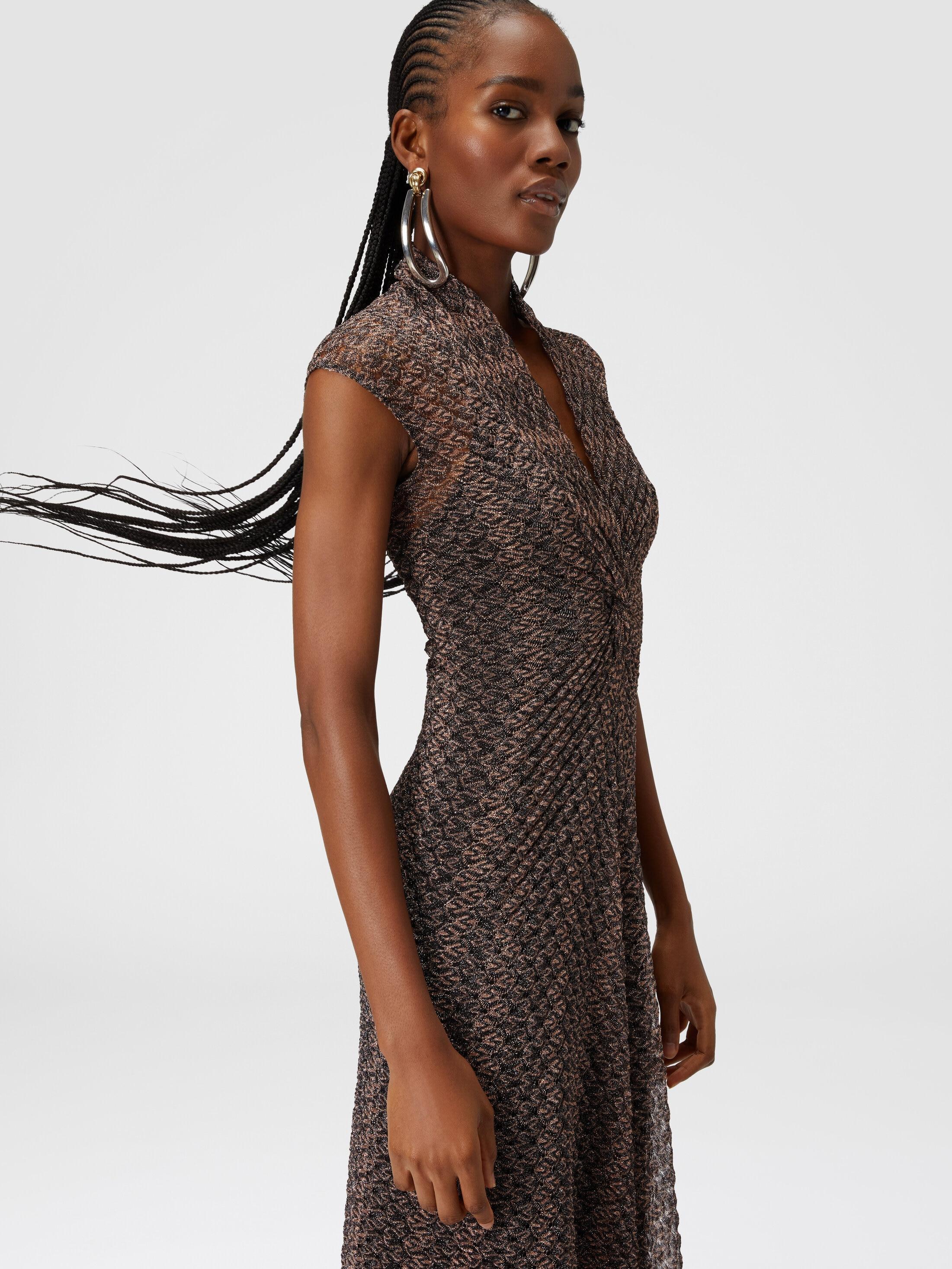 Long lamé lace dress with torchon neckline Product Image