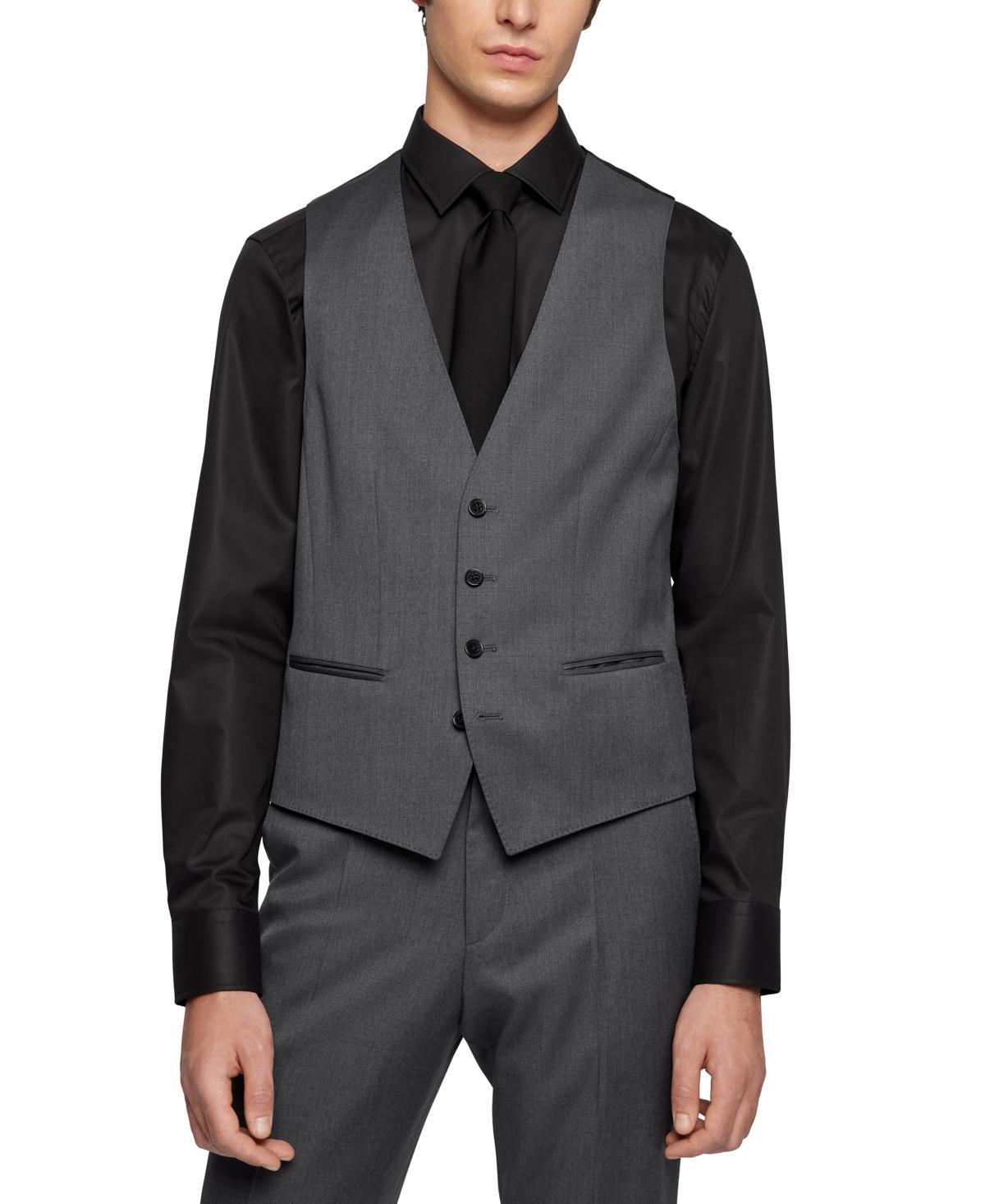 Boss Men's Single-breasted Waistcoat In Black Product Image