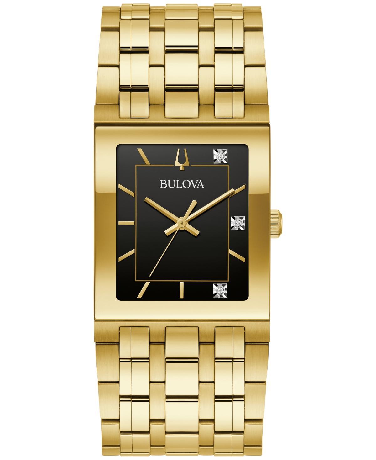 Bulova Mens Marc Anthony Modern Quadra Diamond Accent Gold-Tone Stainless Steel Bracelet Watch 30mm Product Image