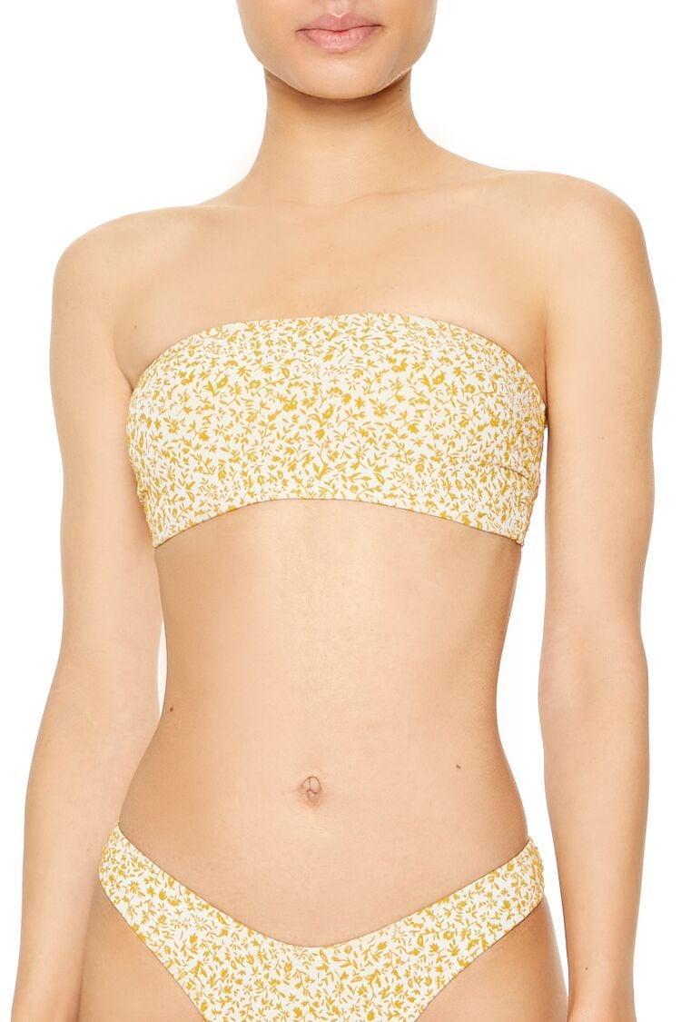 Jacquard Ditsy Floral Bandeau Bikini Top | Forever 21 Product Image