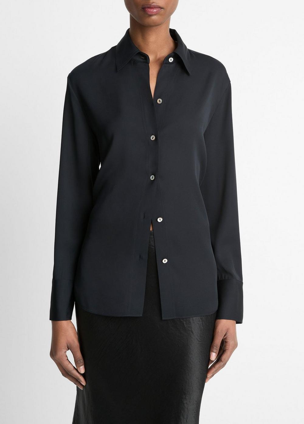 Stretch-Silk Button-Front Blouse Product Image