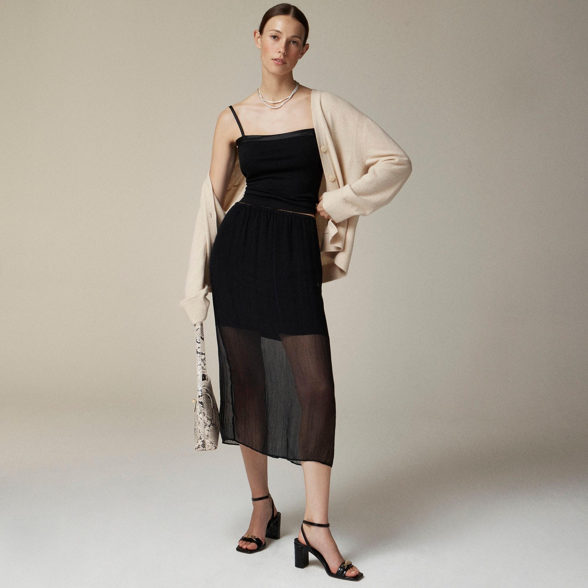 Gwyneth layered slip skirt in crinkle chiffon product image