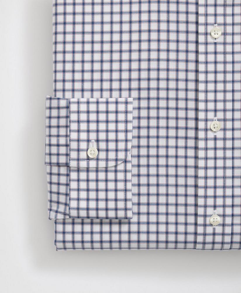 Stretch Supima® Cotton Non-Iron Pinpoint Oxford Ainsley Collar, Ticking Check Dress Shirt Product Image