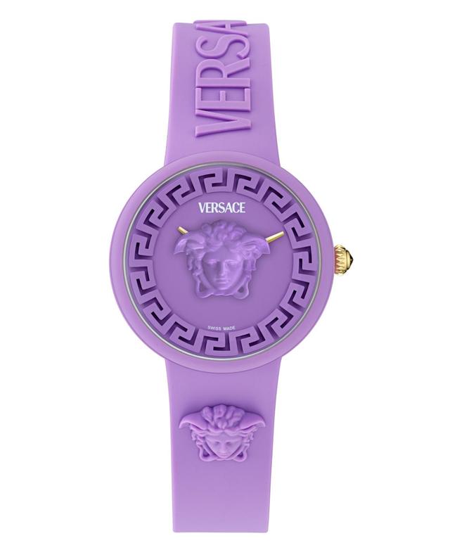 Versace Womens Swiss Purple Silicone Strap Watch 38mm Product Image