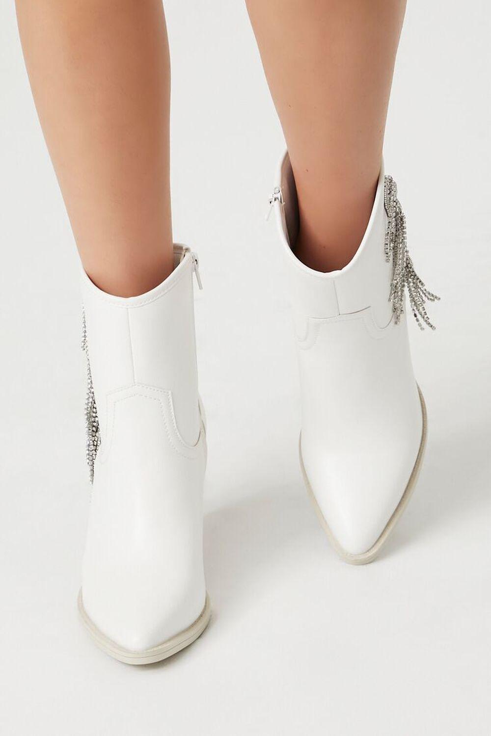 Rhinestone Fringe Block Heel Booties | Forever 21 Product Image