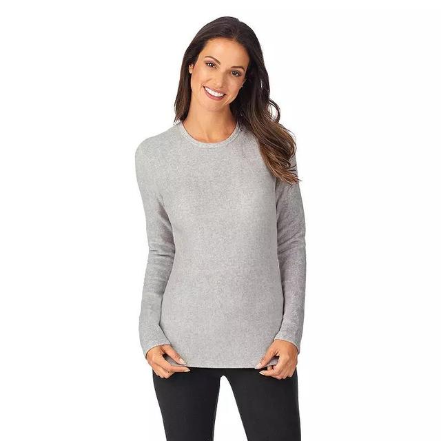 Womens Cuddl Duds Fleecewear With Stretch Long Sleeve Top Light Gray Grey Product Image