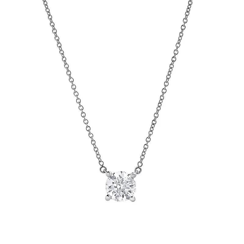 Diamond Brilliance 14k White Gold 3/4 Carat T.W. Lab-Grown Diamond Round Solitaire Necklace, Womens 14k Gold Product Image