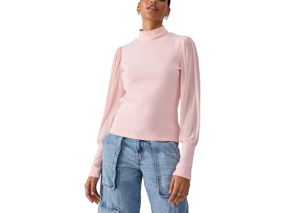 Sanctuary On My Mind Mesh Sleeve Top (Porcelain Pink) Women's Clothing Product Image