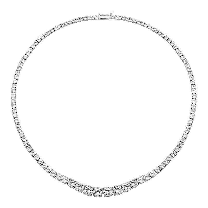 Rhodium-Plated Sterling Silver Lab-Created White Sapphire Necklace, Womens Product Image