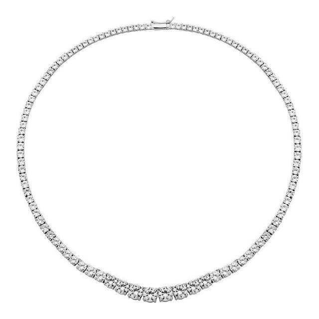 Rhodium-Plated Sterling Silver Lab-Created White Sapphire Necklace, Womens Product Image