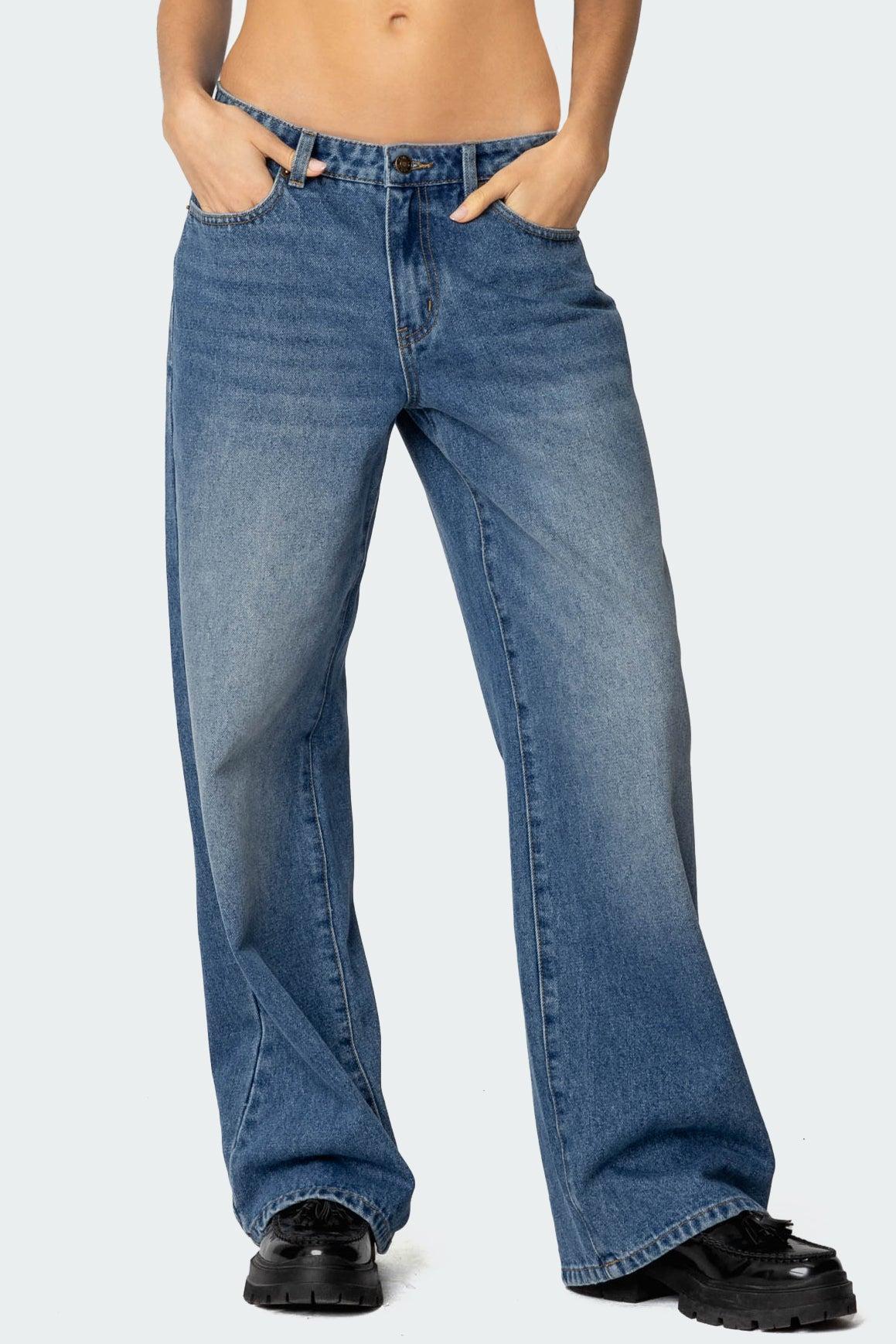 Nyc Washed Low Rise Jeans Product Image