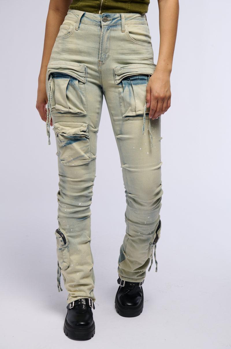 OMBRE BLUE HIGH RISE STACKED JEANS Product Image