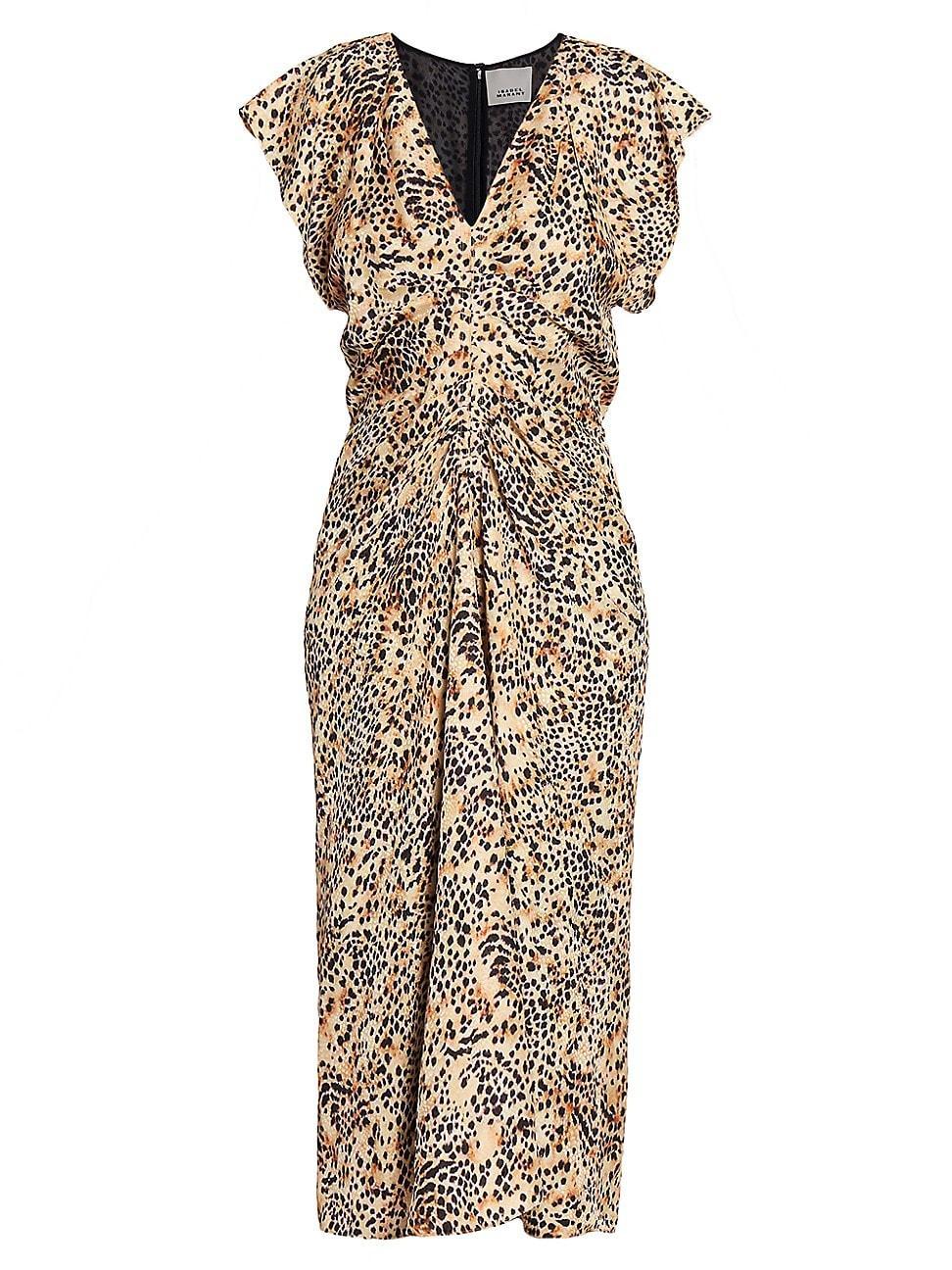 Womens Lyndsay Animal-Print Ruched Midi-Dress product image