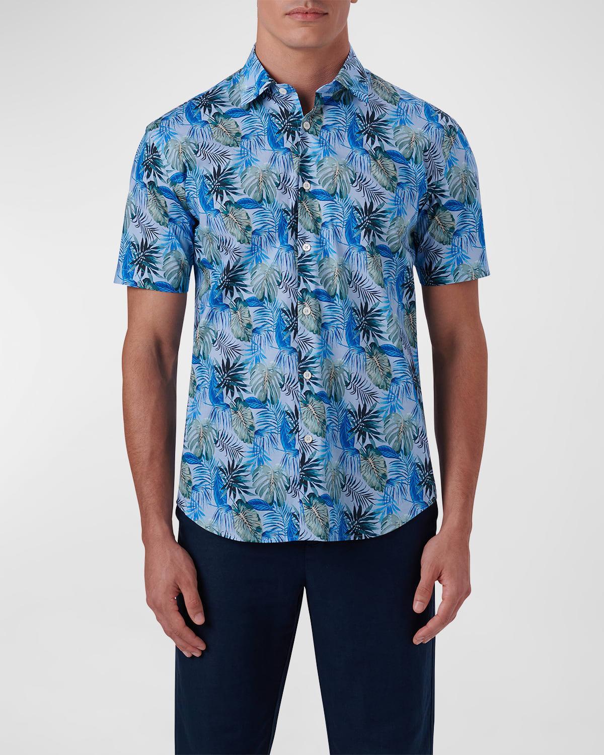 Mens Orson Leaf-Print Shaped Sport Shirt Product Image