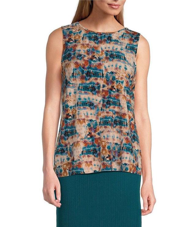 Investments Soft Separates Diffused Watercolor Print Reversible Crew to Scoop Neck Sleeveless Tank Top Product Image