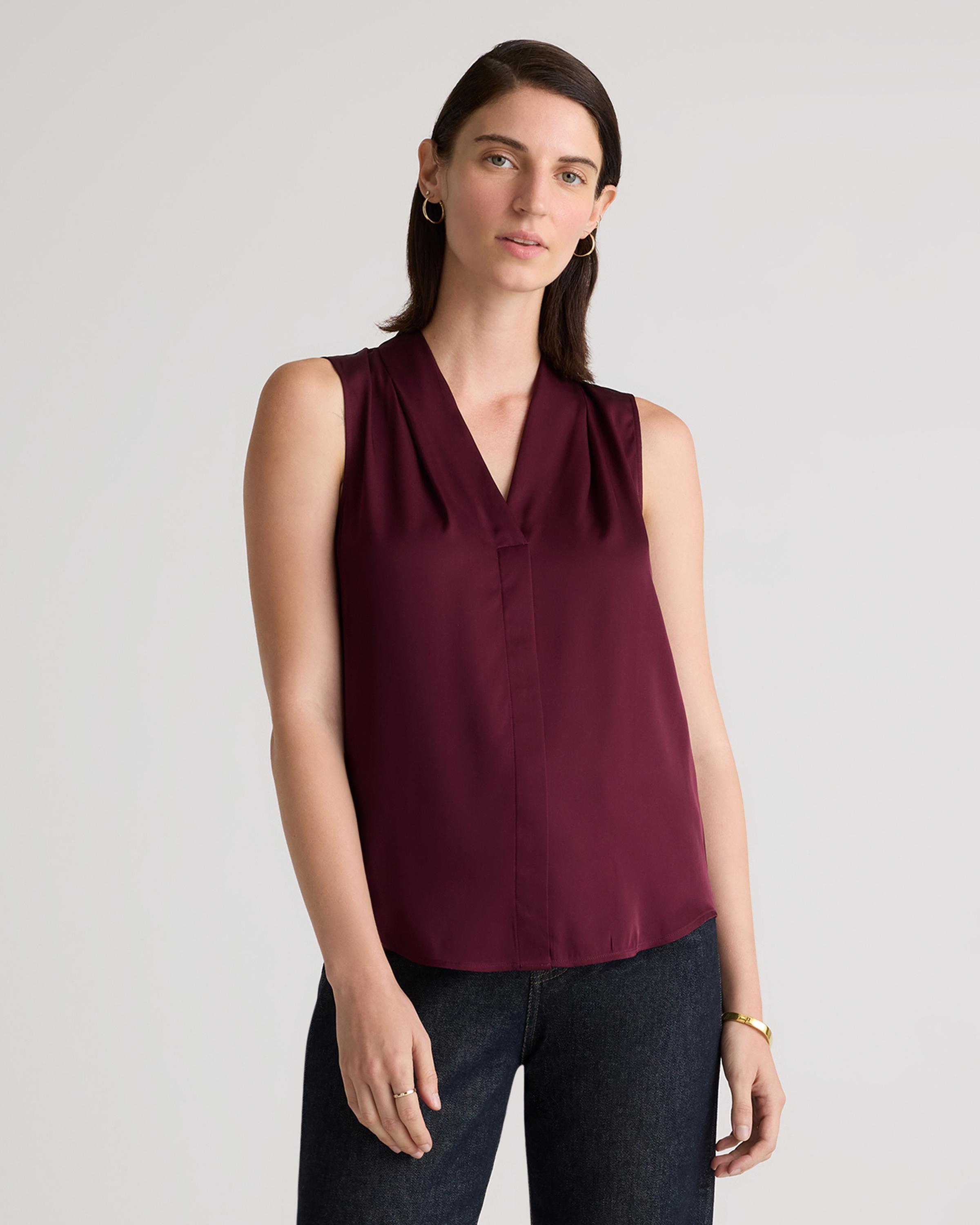 Washable Stretch Silk Sleeveless Blouse Product Image