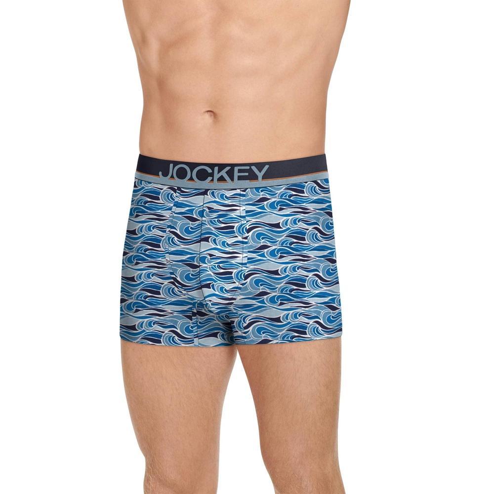 Jockey Men's Casual Cotton Stretch 3" Trunk - 3 Pack L Rip Current/Beach Bonfire/Punting Chambray Stripe Product Image