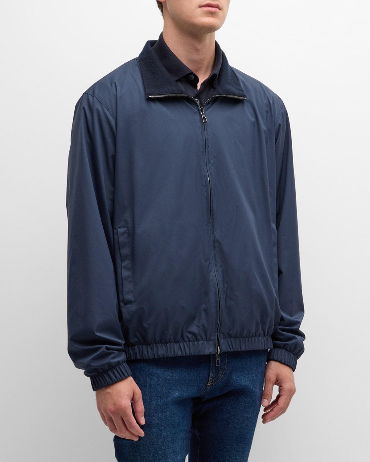 Mens Nylon Zip-Up Bomber Jacket Product Image