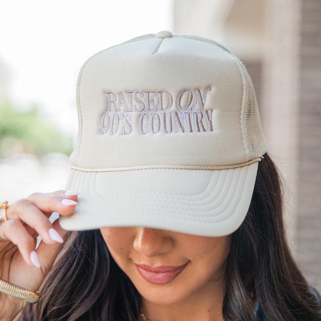 Raised On 90s Country Tan Trucker Hat Product Image