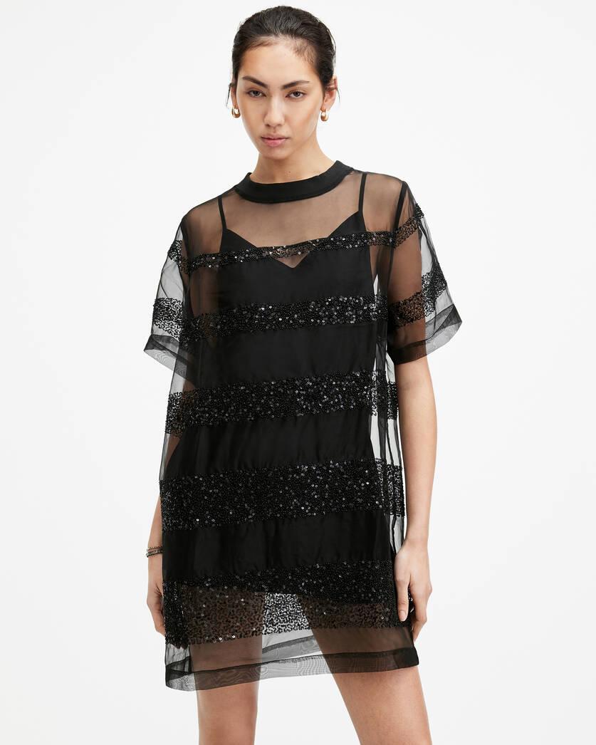 Izabela Embellished Mesh Mini Dress Product Image