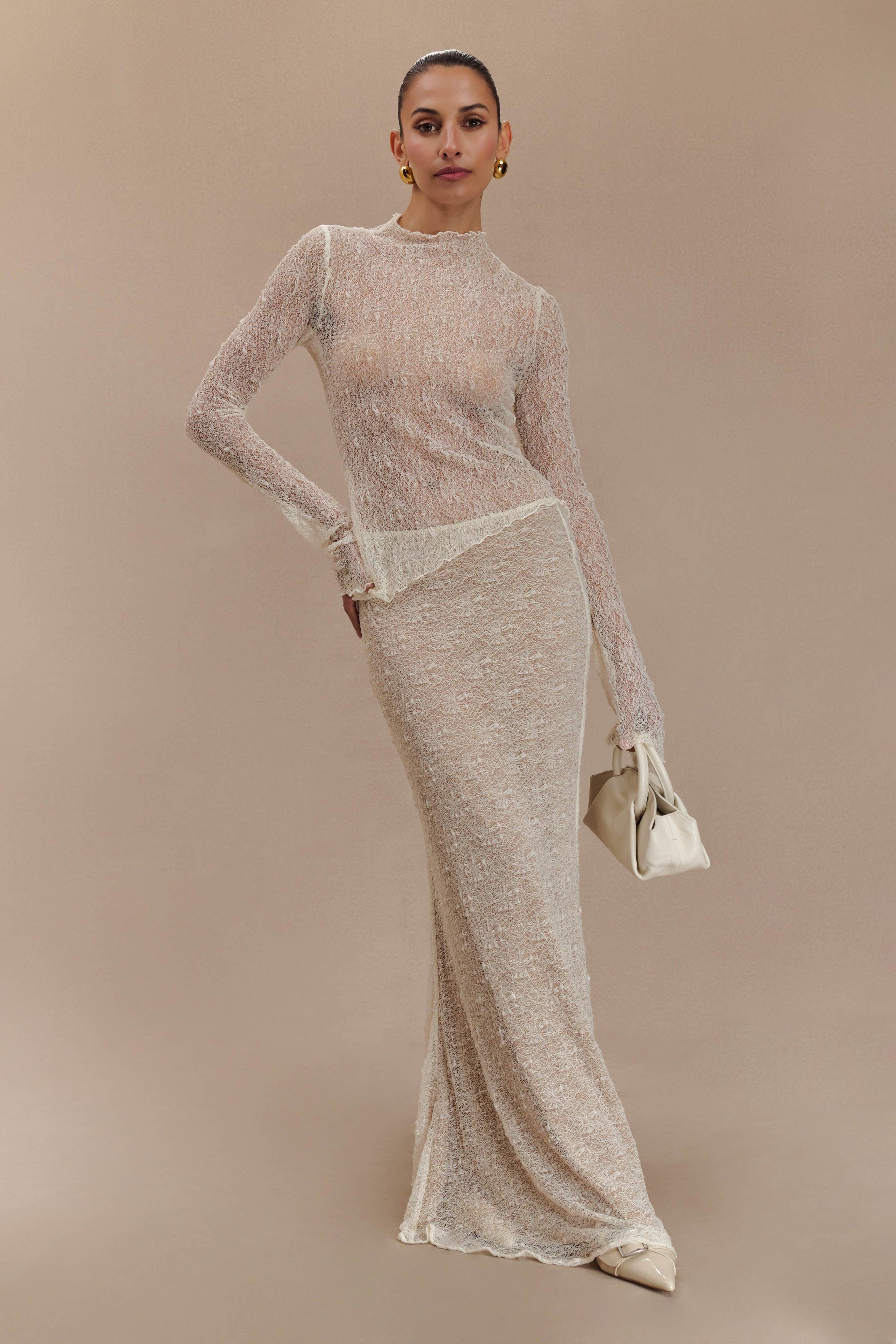 Robyn Sheer Lace Maxi Skirt - Ivory product image