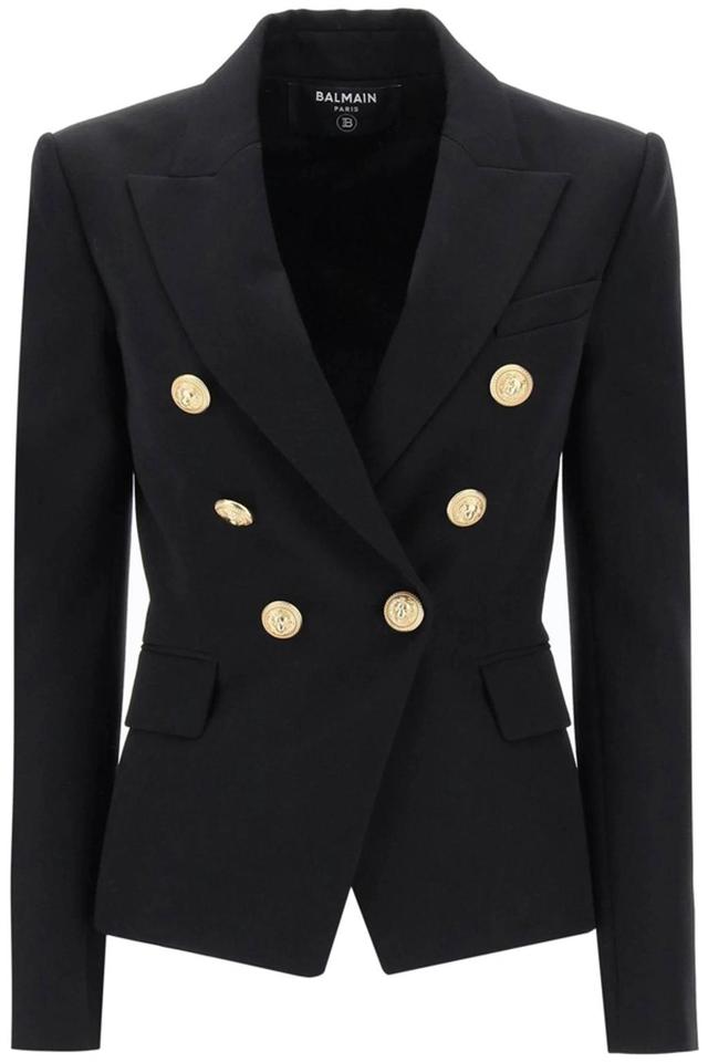 BALMAIN Double Breast Wool Blazer Jacket In Black Product Image