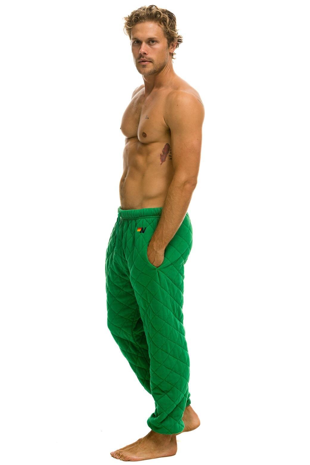 QUILTED SWEATPANTS - KELLY GREEN Male Product Image