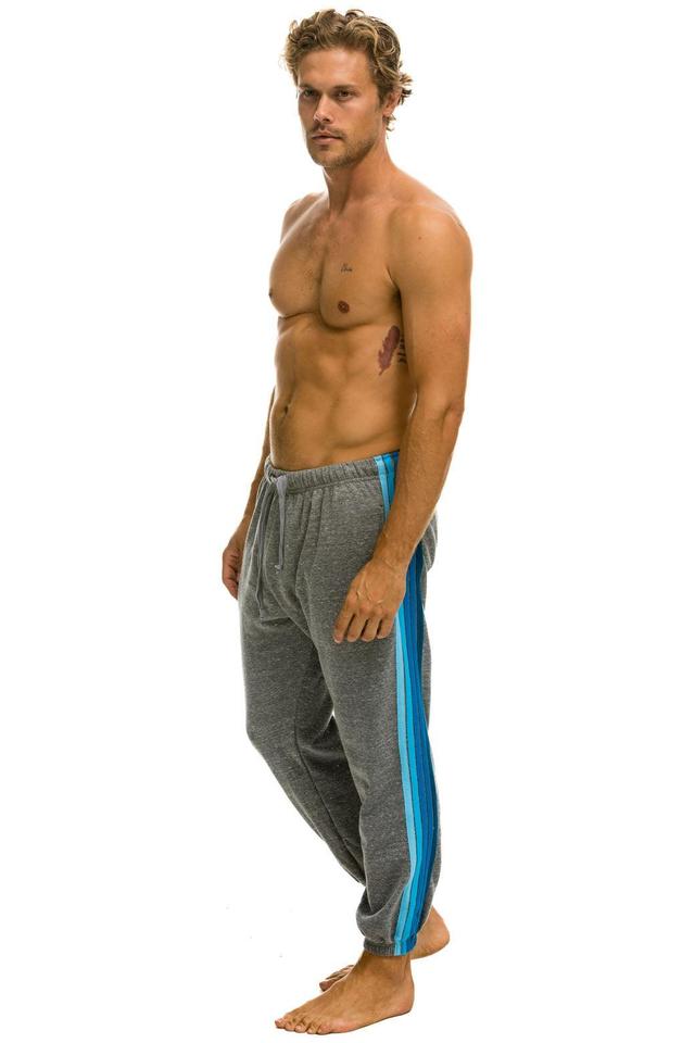 5 STRIPE SWEATPANTS - HEATHER GREY // BLUE  Product Image