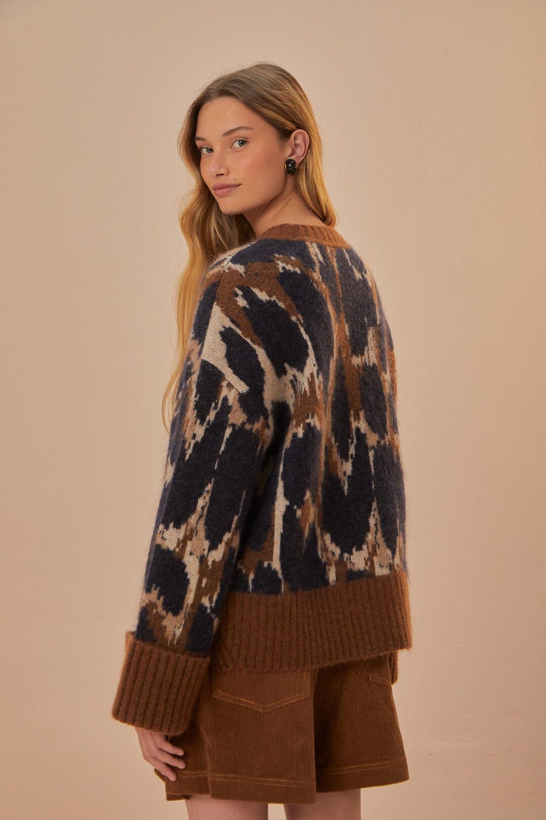 Leopard Print Knit Sweater, LEOPARD SKIN BEIGE / XXS Product Image