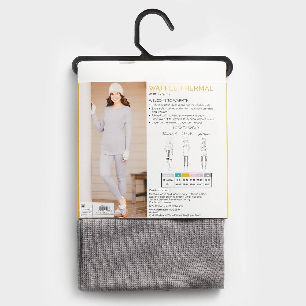 Warm Essentials by Cuddl Duds Womens Waffle Thermal Leggings - Graphite Heather XXL Product Image