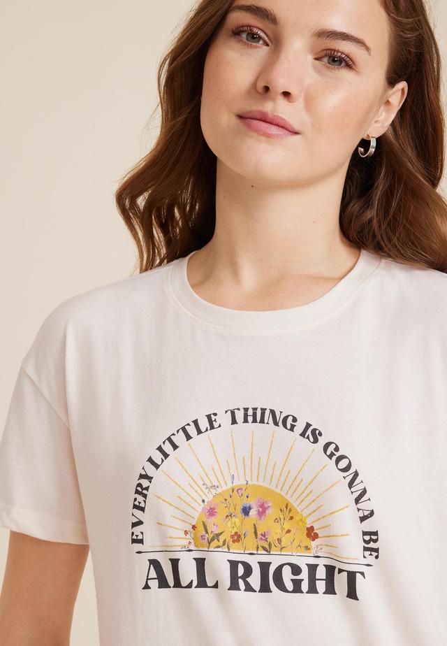 Maurices Womens XX Large Size Every Little Thing Is Gonna Be All Right Relaxed Fit Graphic Tee White Product Image