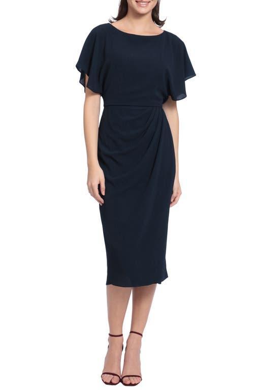 Maggy London Crew Neck Short Dolman Sleeve Faux Wrap Midi Sheath Dress Product Image