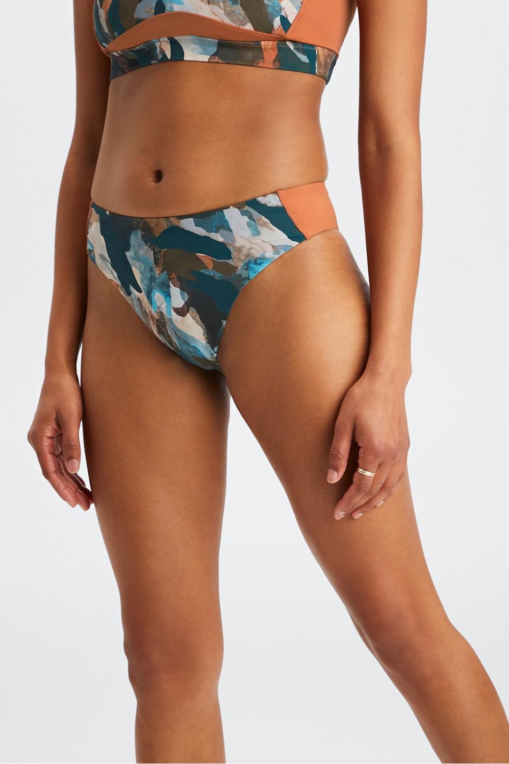 Fabletics Sporty Swim Brief Womens Paintbrush Camo/Sequoia plus Size 1X Product Image