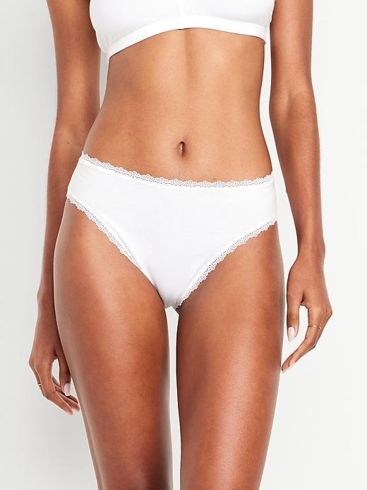 High-Waisted Lace-Trim Bikini Underwear Product Image