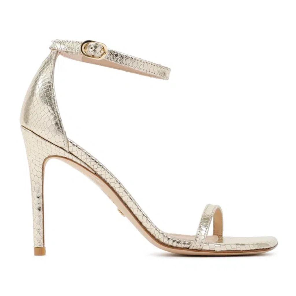 STUART WEITZMAN Woman Sandals Gold Size 9 Leather In Grey Product Image