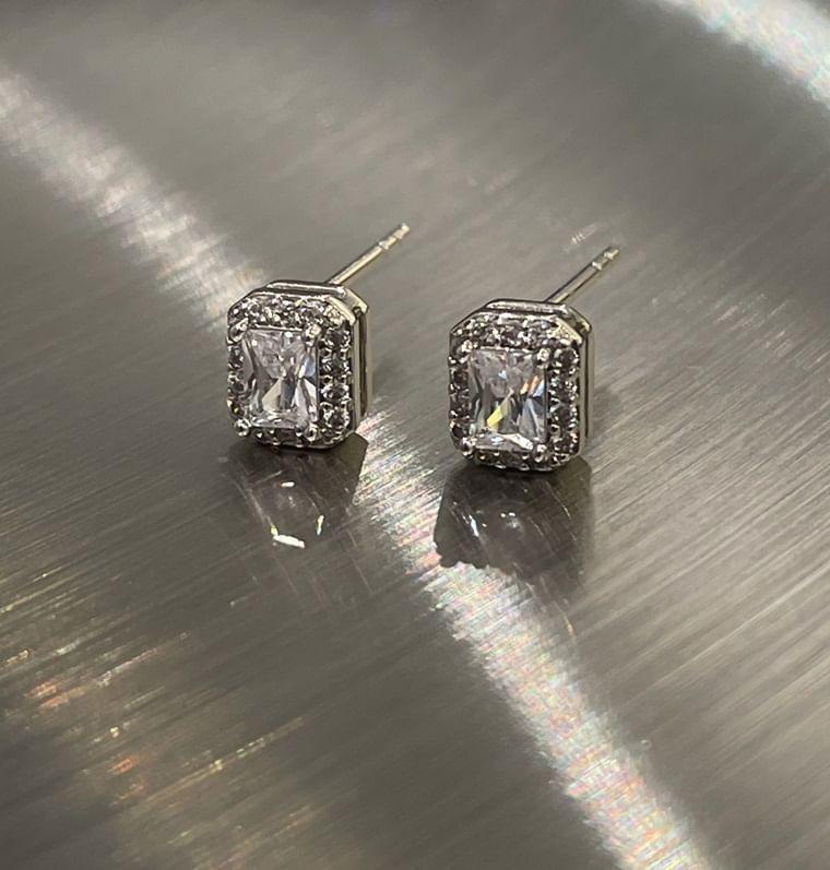 CZ Square Alloy Stud Earring Product Image