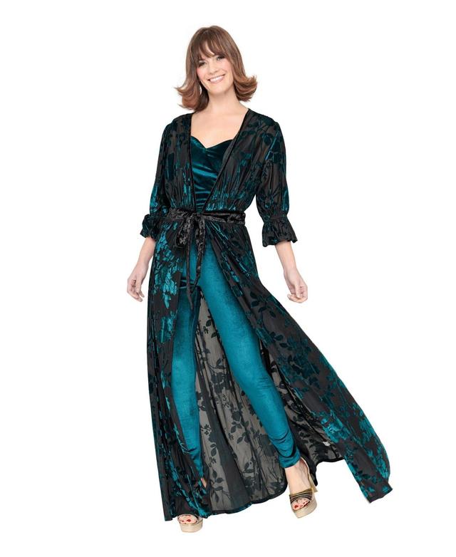 Smak Parlour Womens Floral Velvet Burnout Duster Dress Product Image